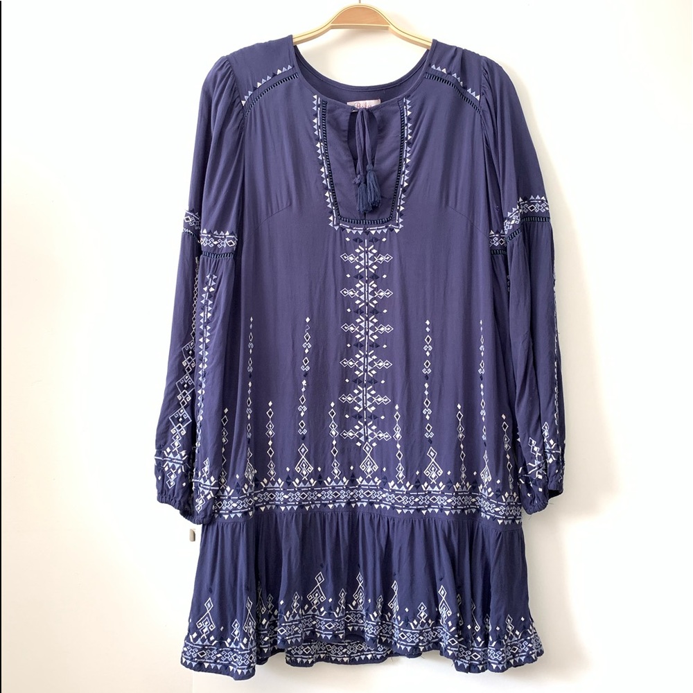 Parker Aztec Tribal Embroidered Dress